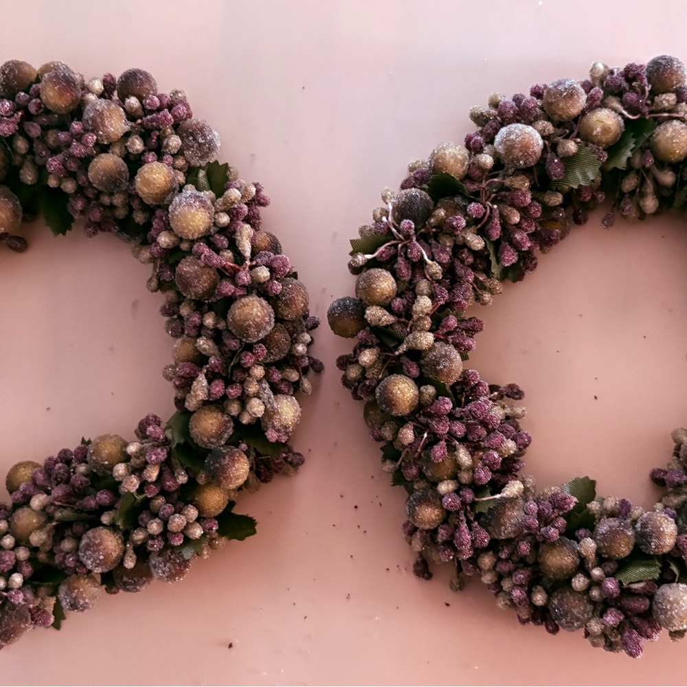 The Banyan Tree Purple and green Berry Wreath/Candle Ring set of 2 (6”)
